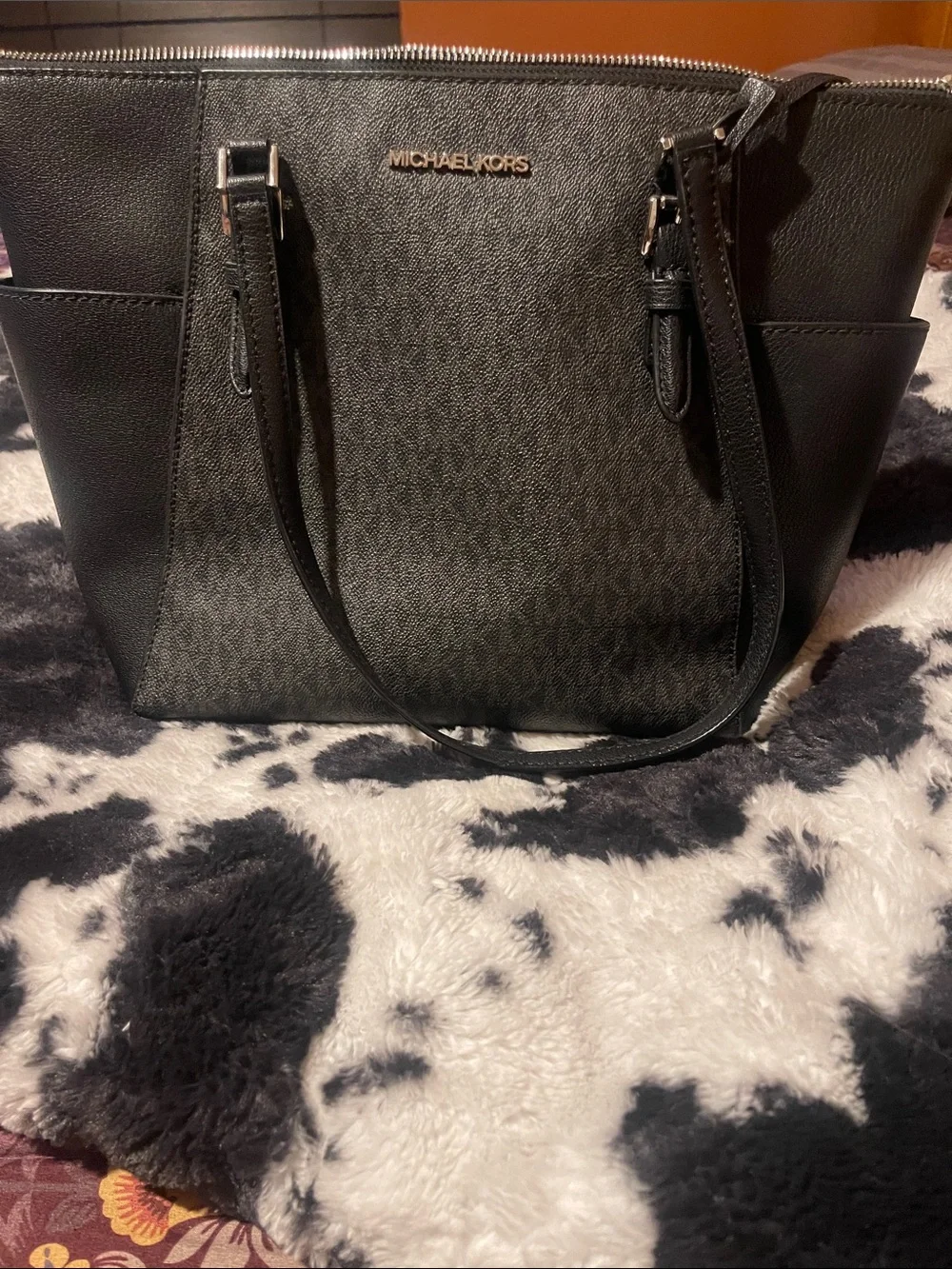 Michael Kors Black Signature Tote with MK Charm